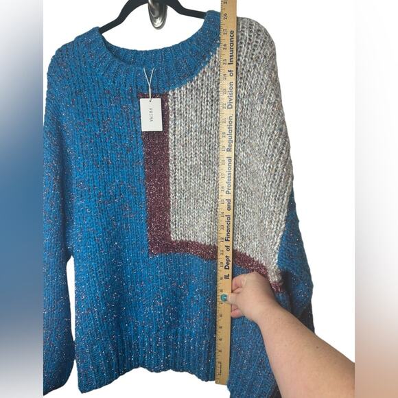 1Prima NWT from Nordstrom XXL metallic geometric sparkle sweater - Picture 3 of 6